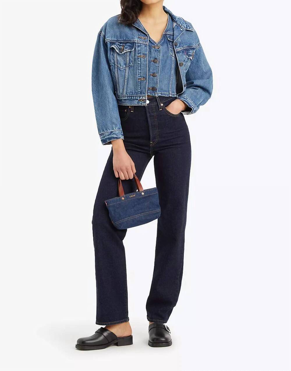 NEW LEVI'S ribcage full length slim leg jeans in small course